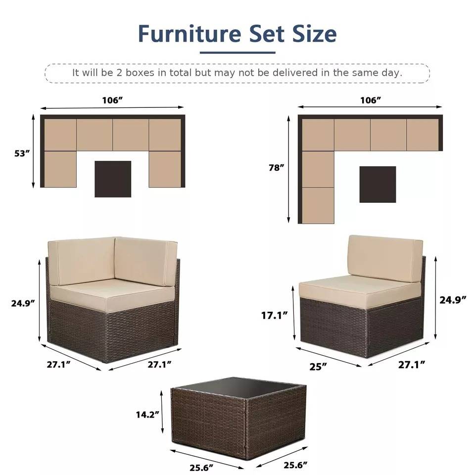 Outdoor Patio Furniture Set 7 Piece