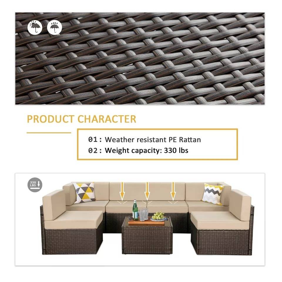 Outdoor Patio Furniture Set 7 Piece