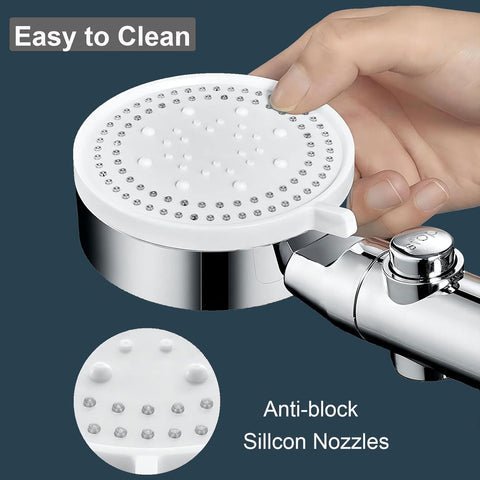 5-Mode Shower Head for Low Pressure | Stop Button for Easy Water Control