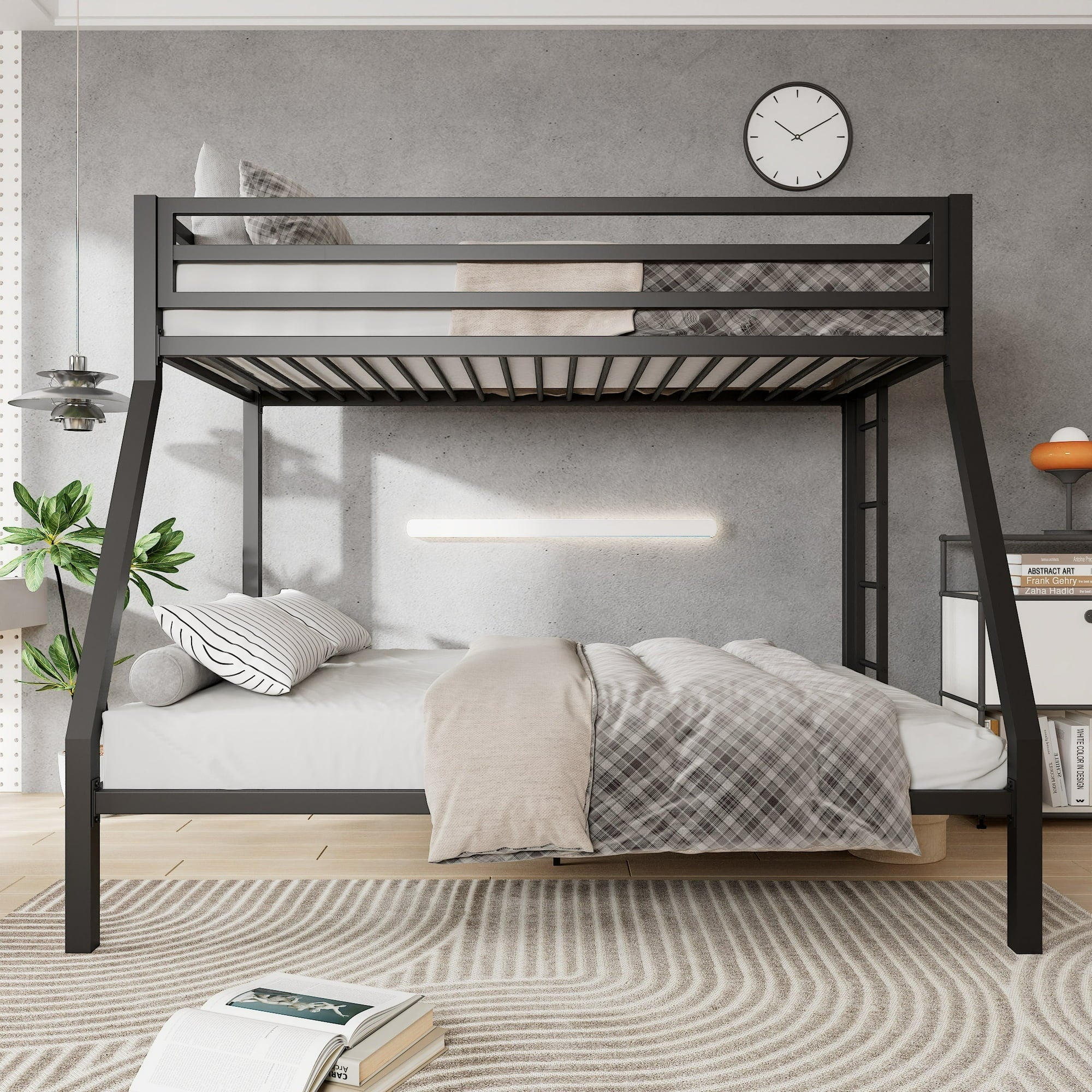 Twin Over Full Metal Bunk Bed With Removable Ladder