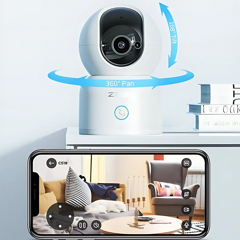 360-Degree Indoor Pan Tilt Zoom Home PTZ Camera