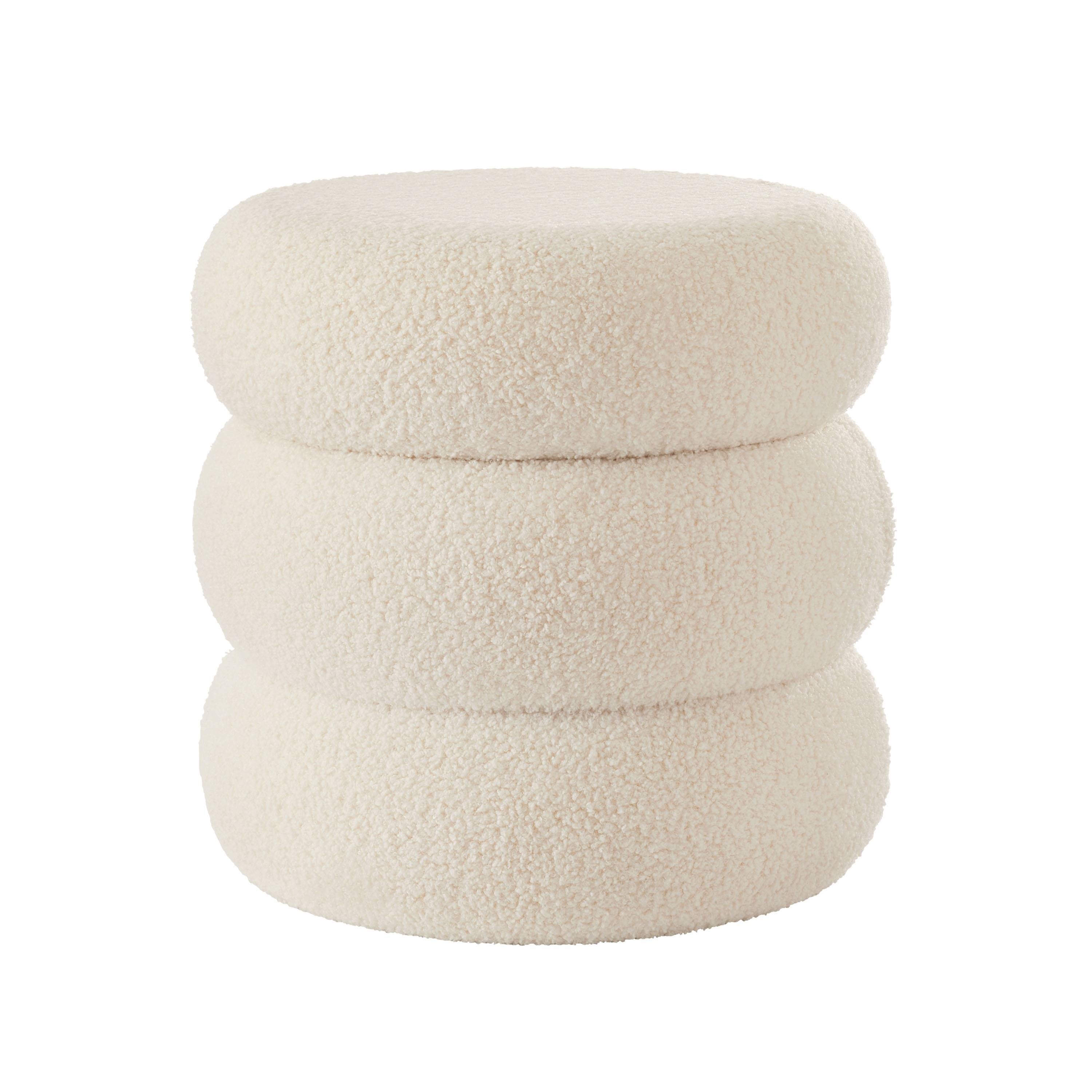 Round Boucle Ottoman Storage