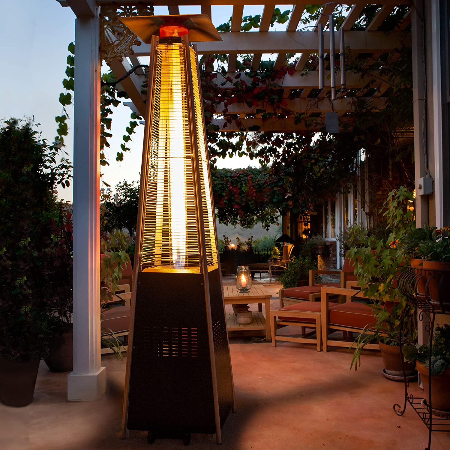 Lumix Outdoor Propane Patio Heater Restaurant Gas Fire Pit Pyramid Heat Lamp