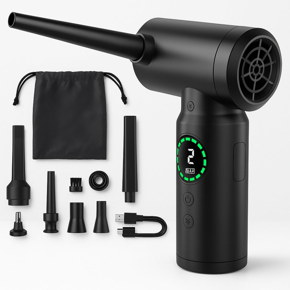 2-in-1 Portable Vacuum Cleaner & Blower | 7500mAh Battery, LED Light & Versatile for Home, Car & Office Cleaning