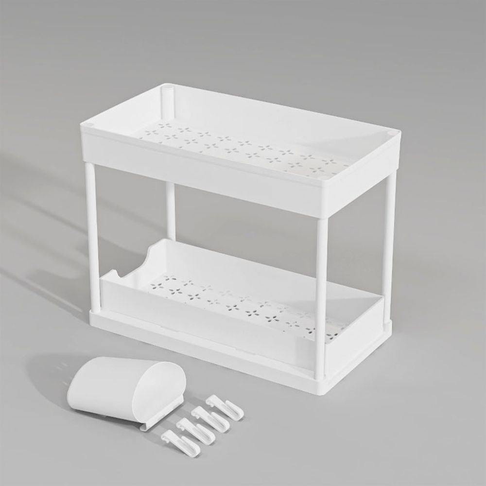 2 Tier Pull Out Cabinet Organizer Sliding Storage Rack