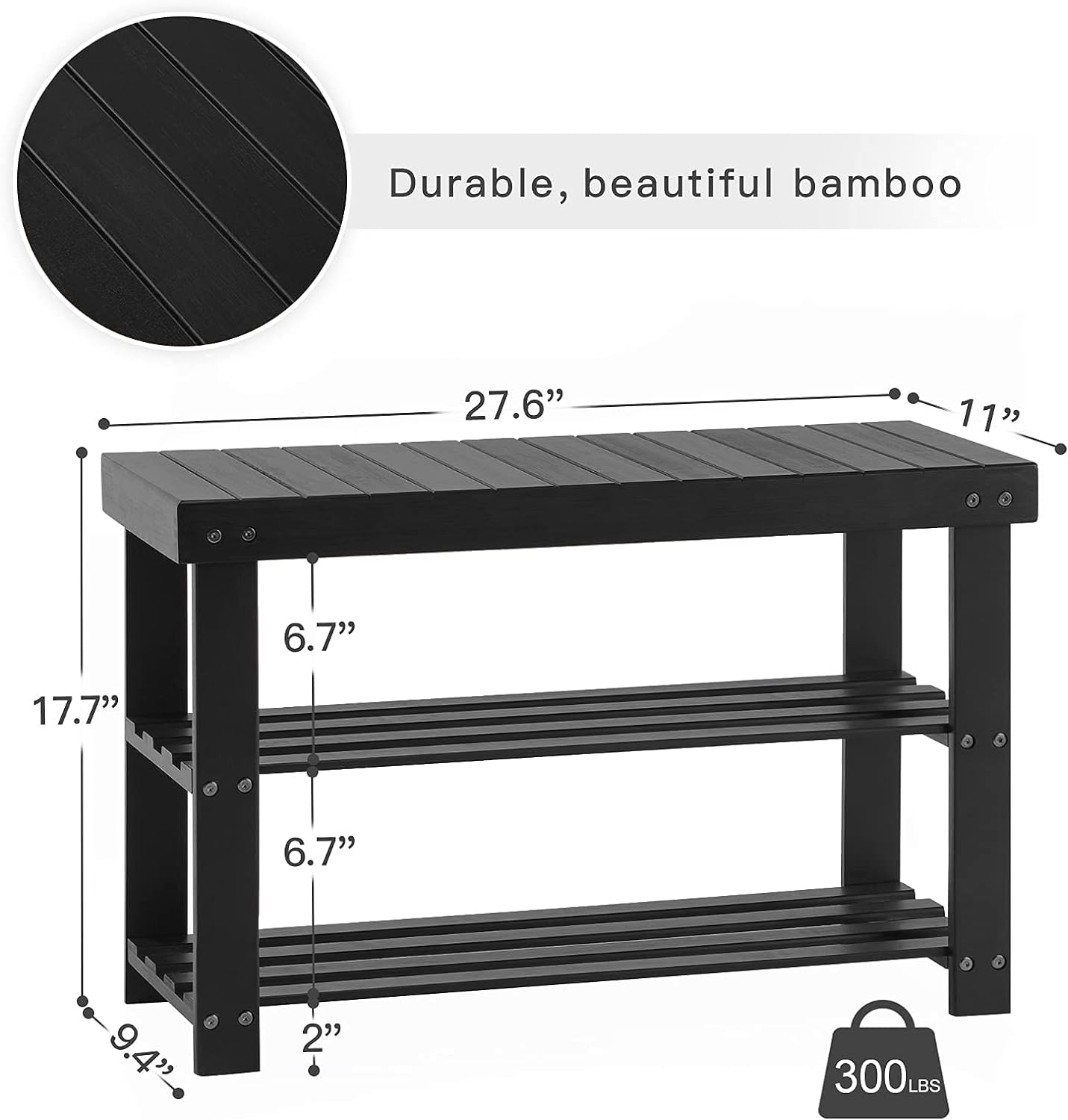 Modern 3-Tier Bamboo Shoe Bench Entryway