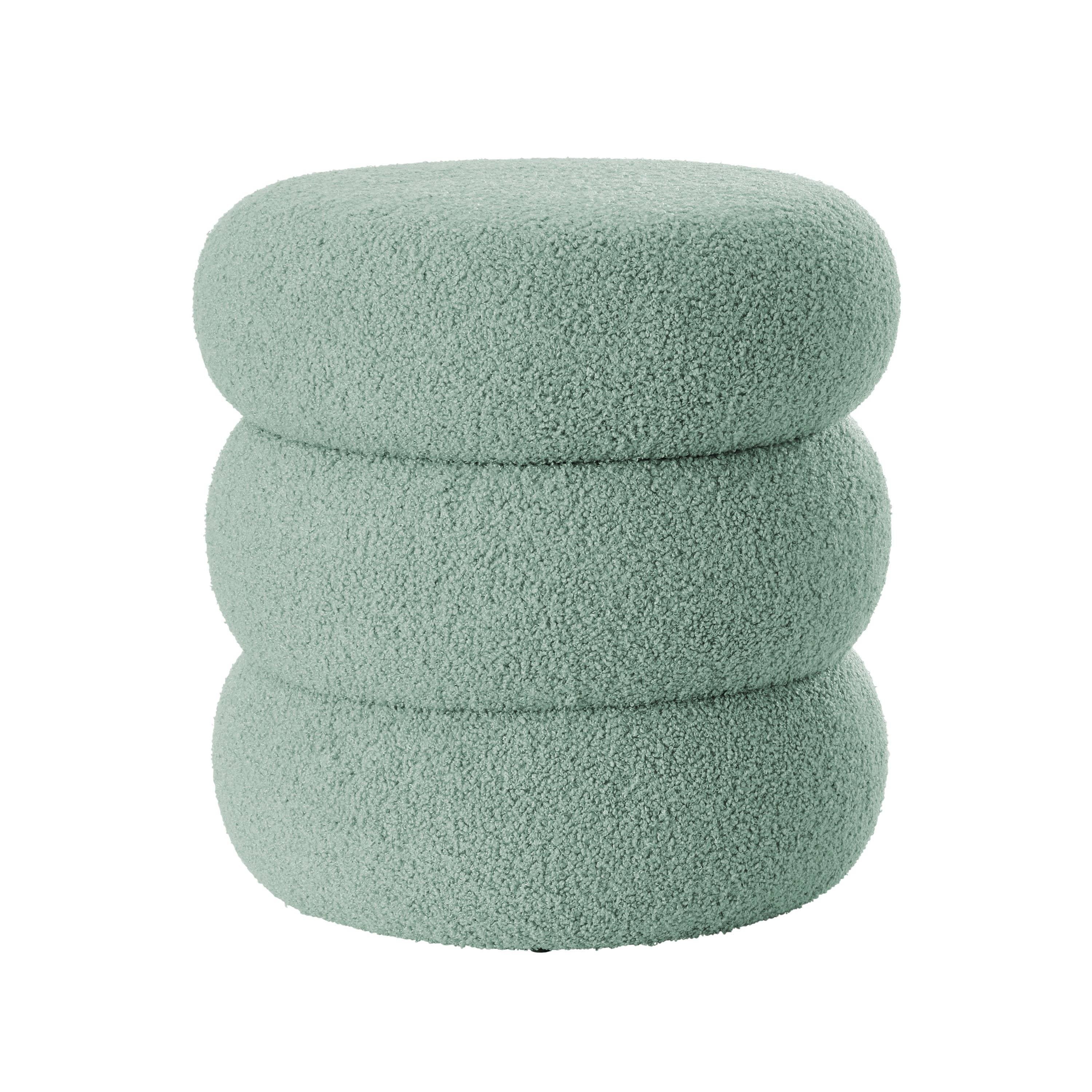 Round Boucle Ottoman Storage
