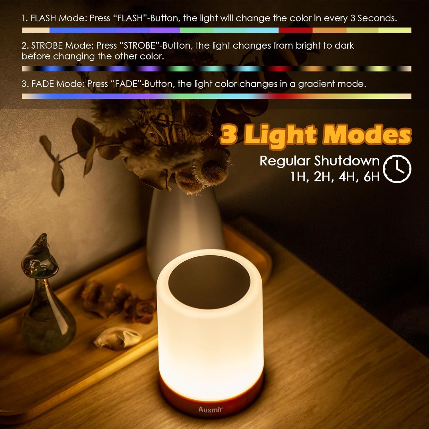 LED Touch Sensor Bedside Table Lamp With Remote