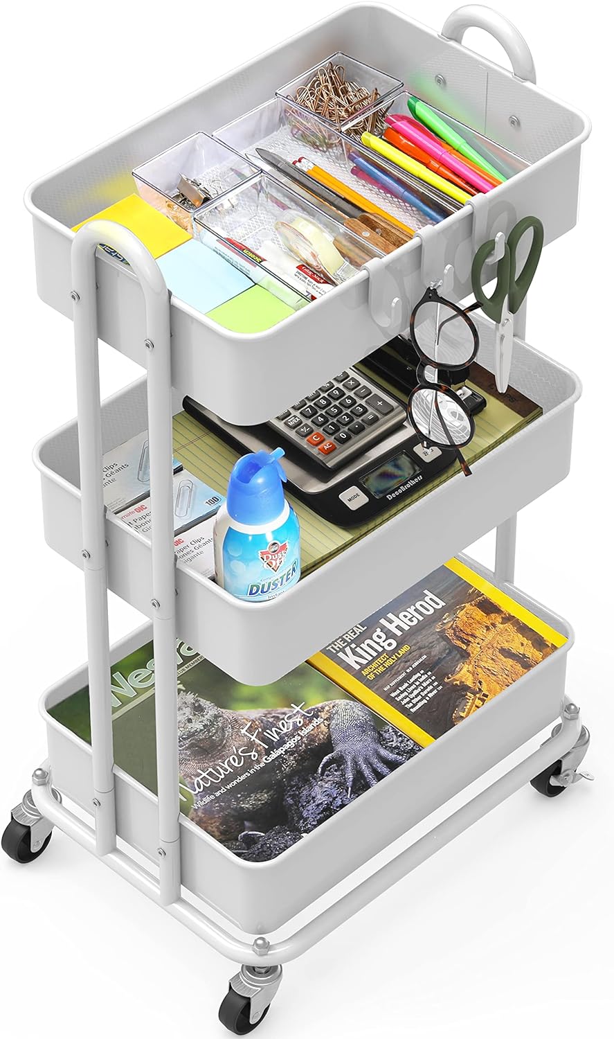 Heavy Duty 3-Tier Metal Utility Rolling Cart