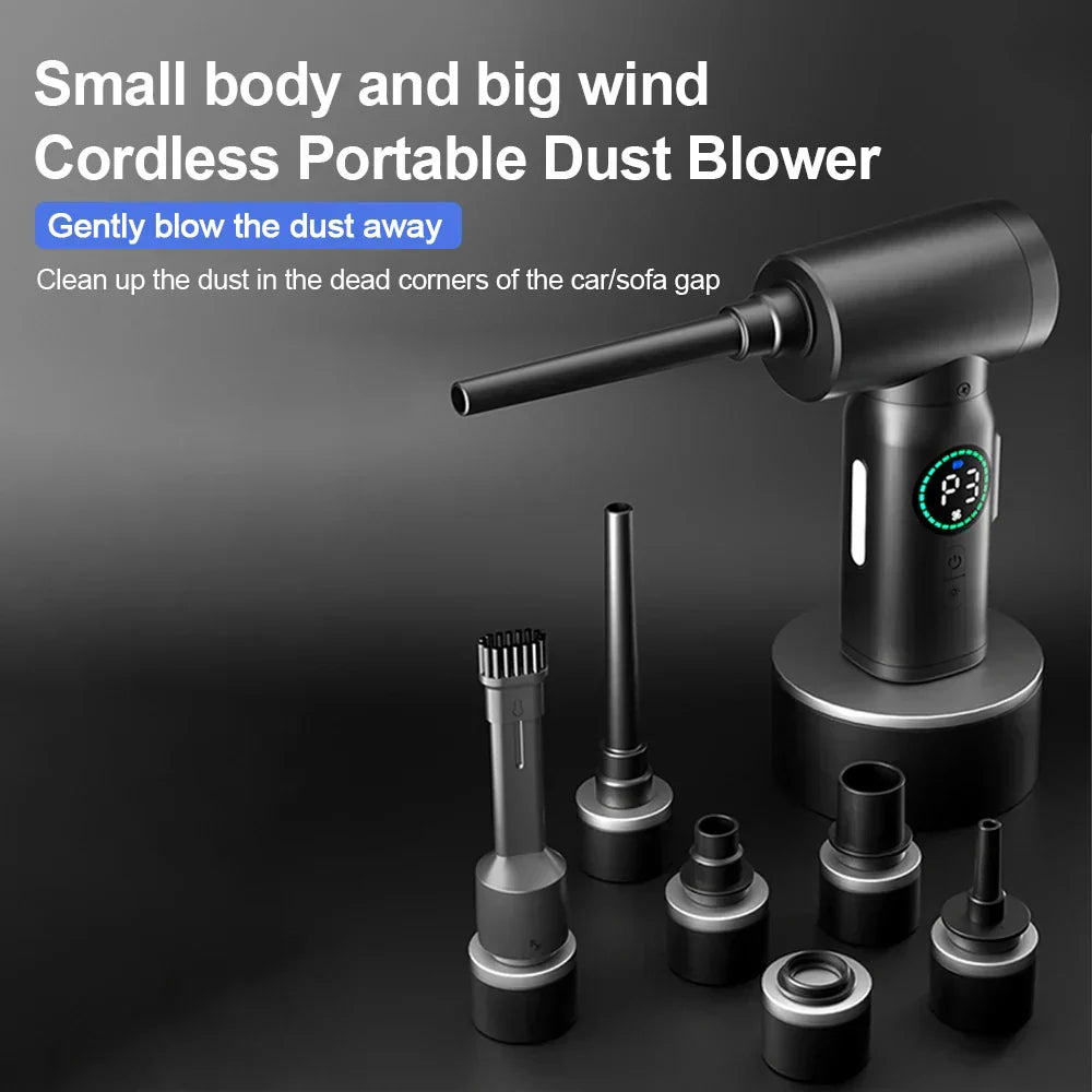 2-in-1 Portable Vacuum Cleaner & Blower | 7500mAh Battery, LED Light & Versatile for Home, Car & Office Cleaning