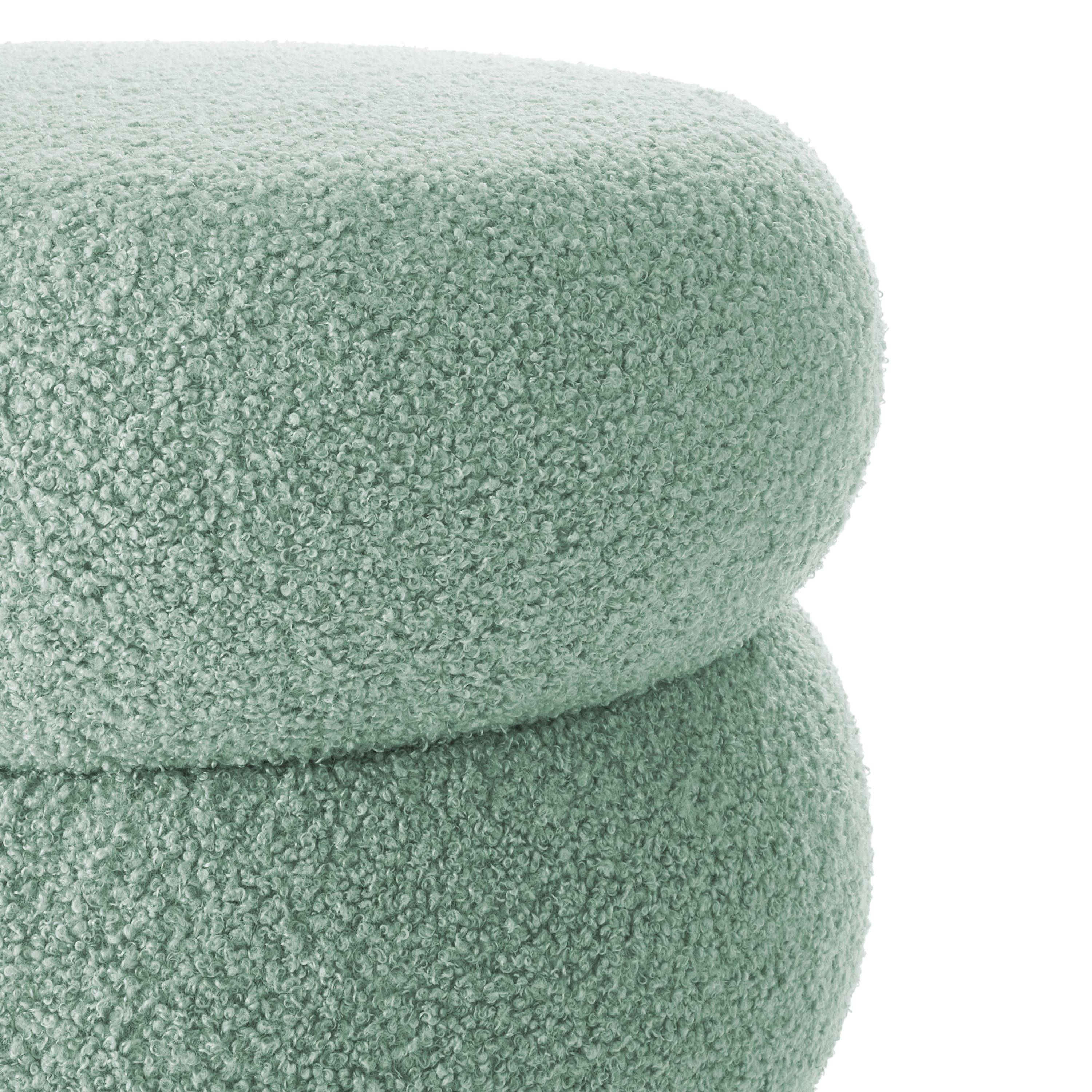 Round Boucle Ottoman Storage