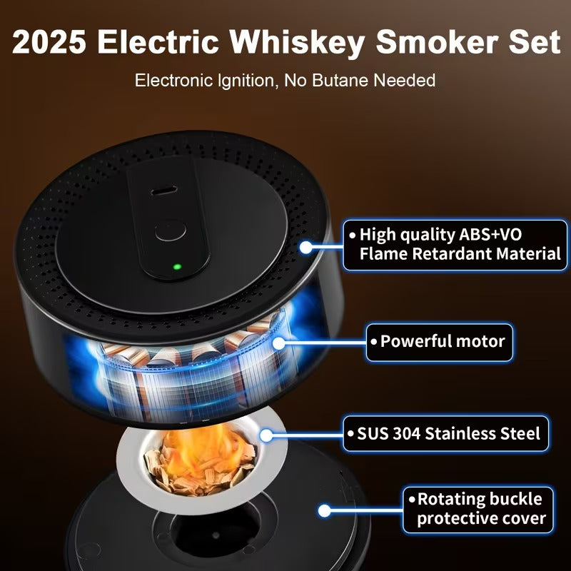 Electric Whiskey Smoker with Digital Temperature Control – Plug-In Cocktail Smoker Set with 6 Wood Chips