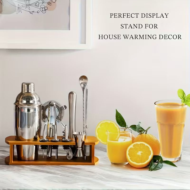 Cocktail Shaker Set with Stand – Stainless Steel Bartender Kit