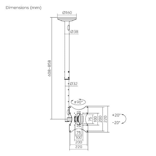 TV Ceiling Mount Flip Down