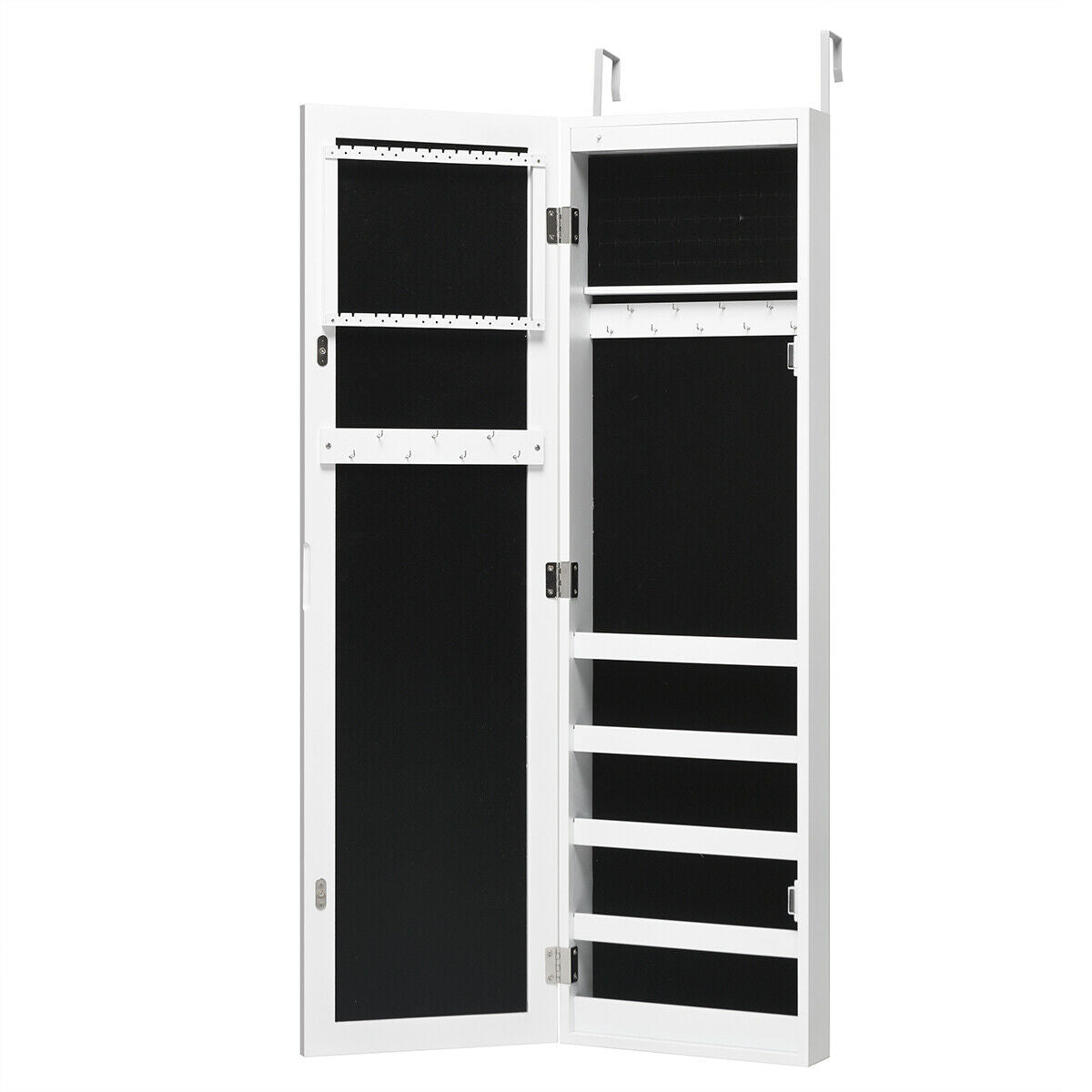 Modern Over The Door Light Up Jewelry Storage Mirror Armoire