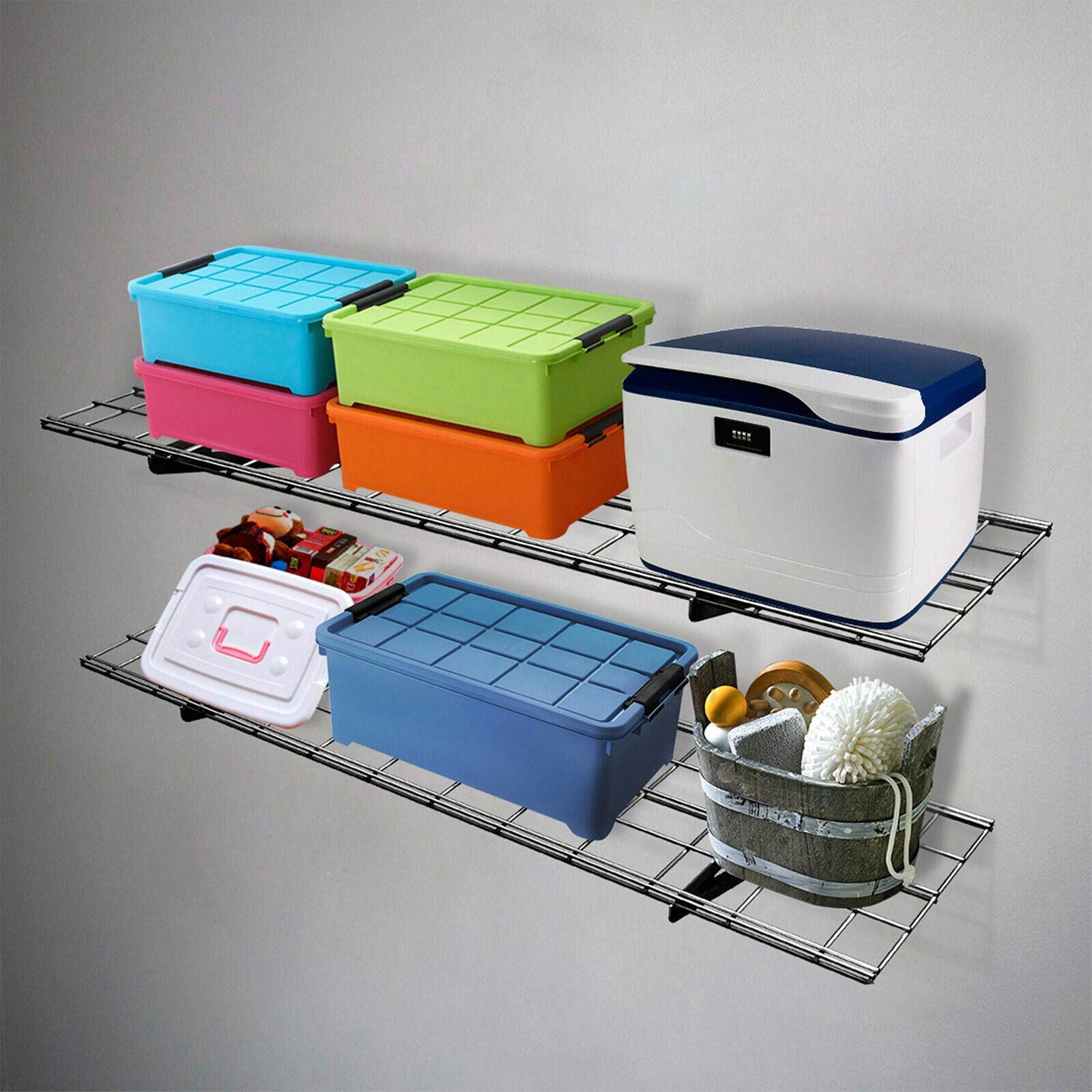 Large Capacity Wall Mounted Wire Garage Shelving Storage 2 PCS