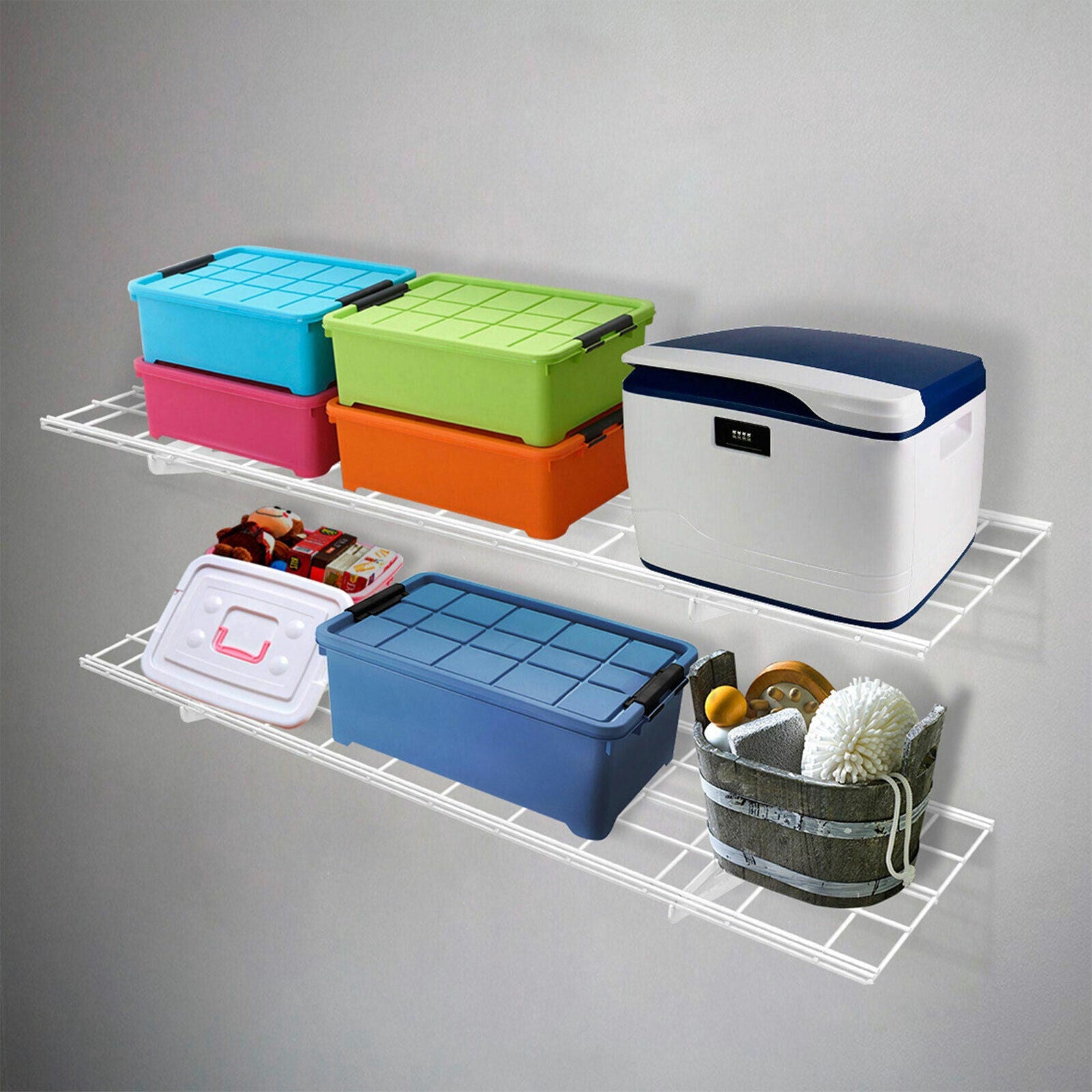Large Capacity Wall Mounted Wire Garage Shelving Storage 2 PCS