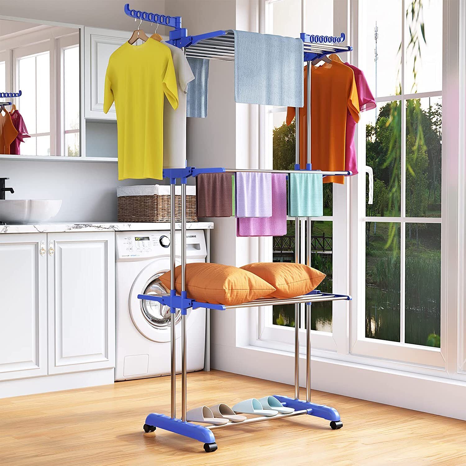 Folding Indoor / Outdoor Metal Clothes Laundry Hanging Drying Rack