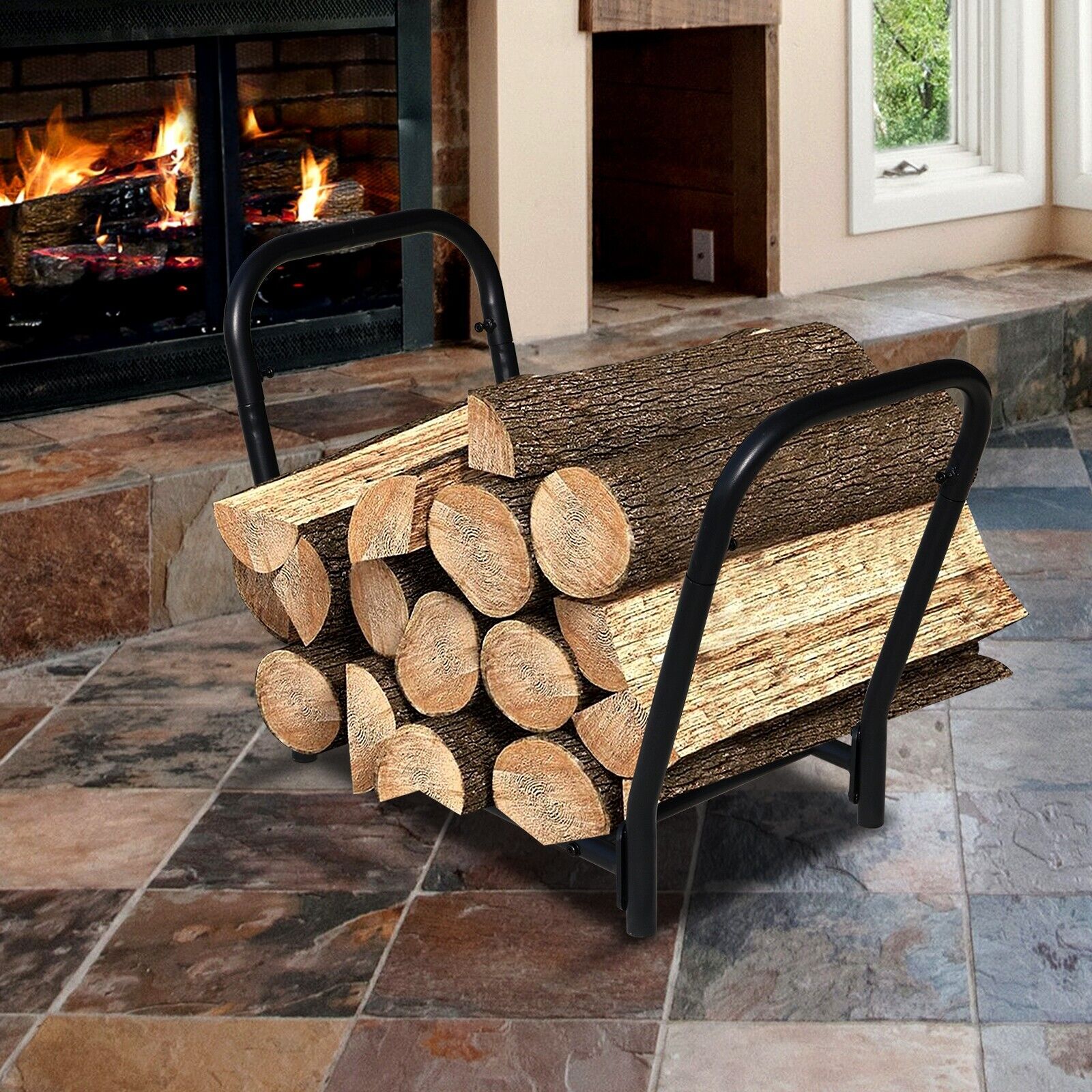 High Quality Metal Indoor / Outdoor Chopped Firewood Storage Rack