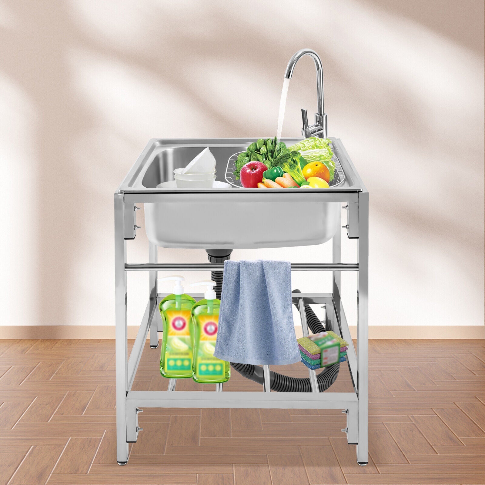 Large Stainless Steel Freestanding Laundry Room Utility Sink