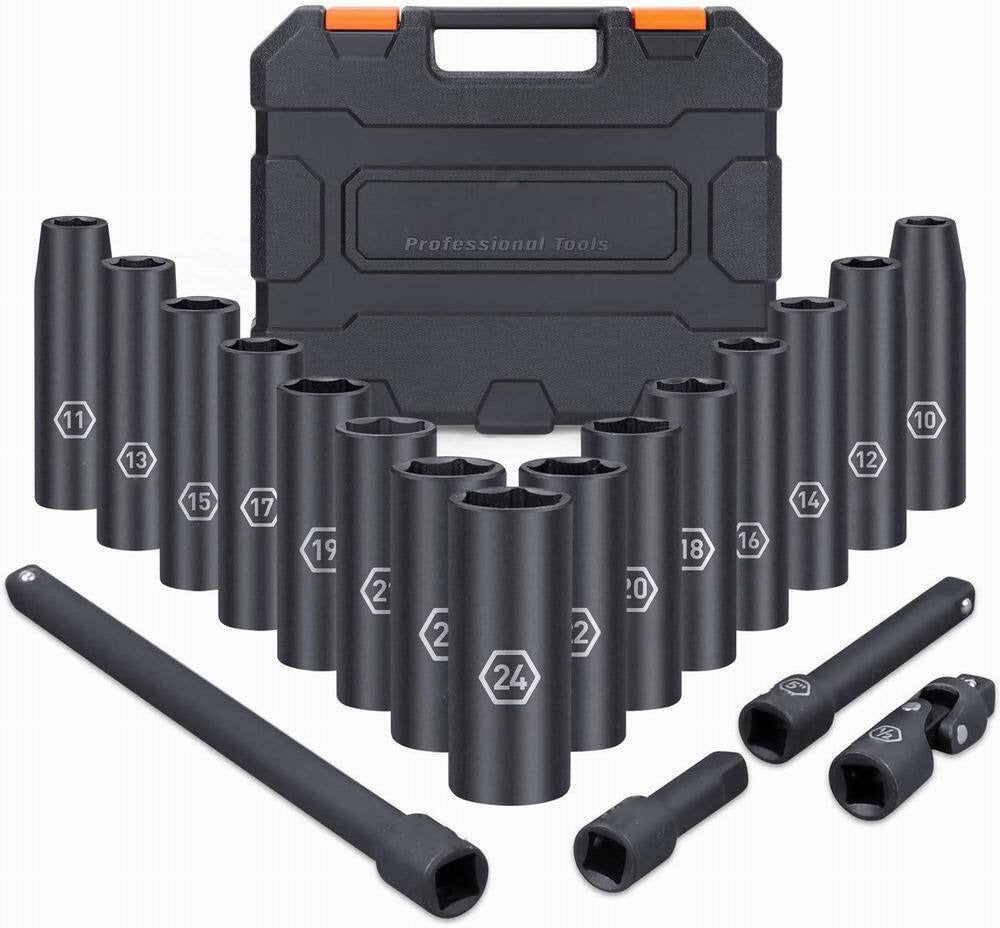 19 Pcs 12 Drive Impact Socket Set