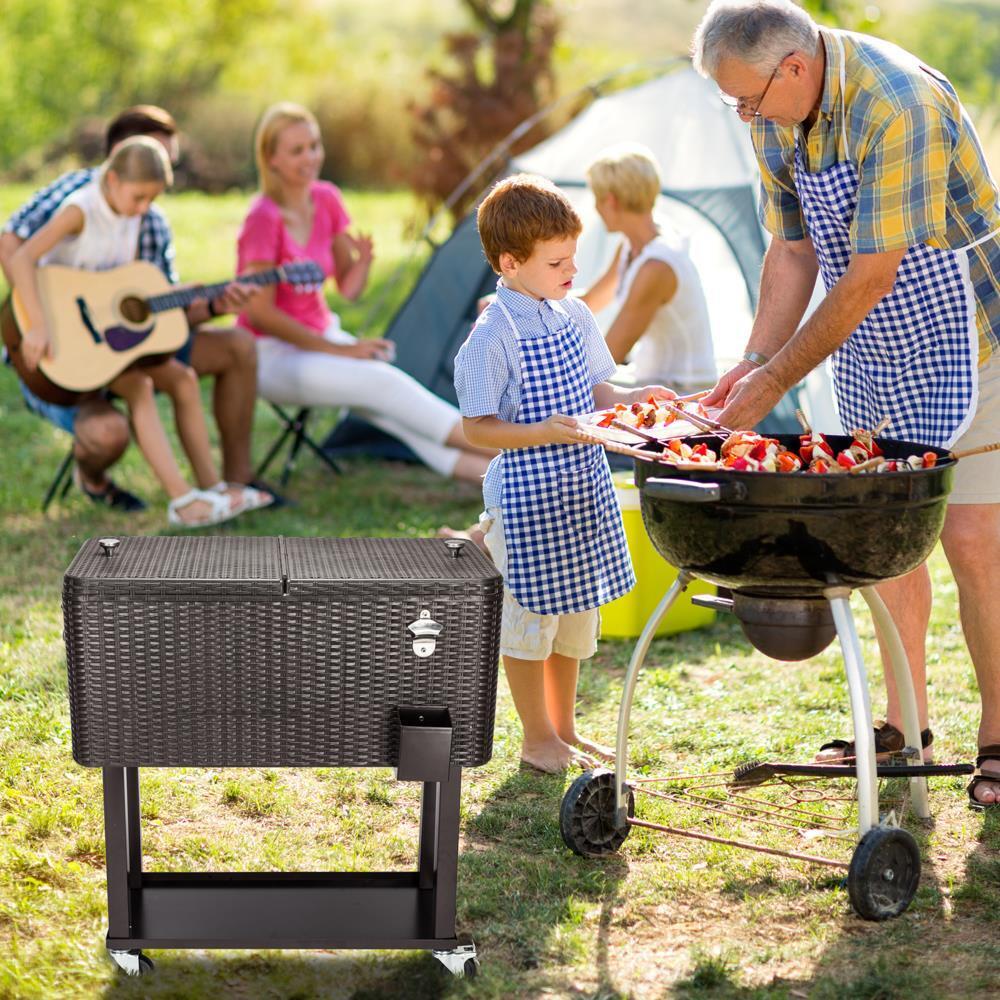 Large Wheeled Outdoor Patio Party Ice Box Beverage Cooler Chest