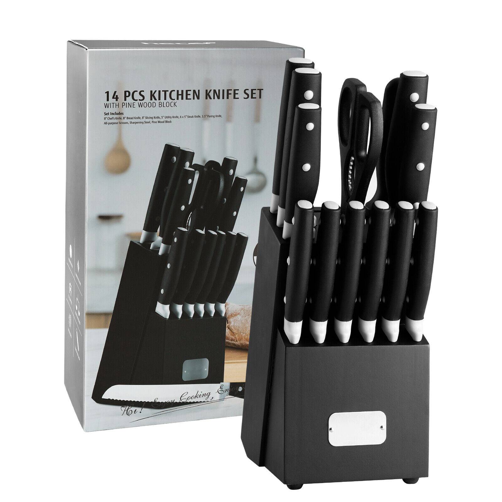 Knife Block with Knives and Sharpener