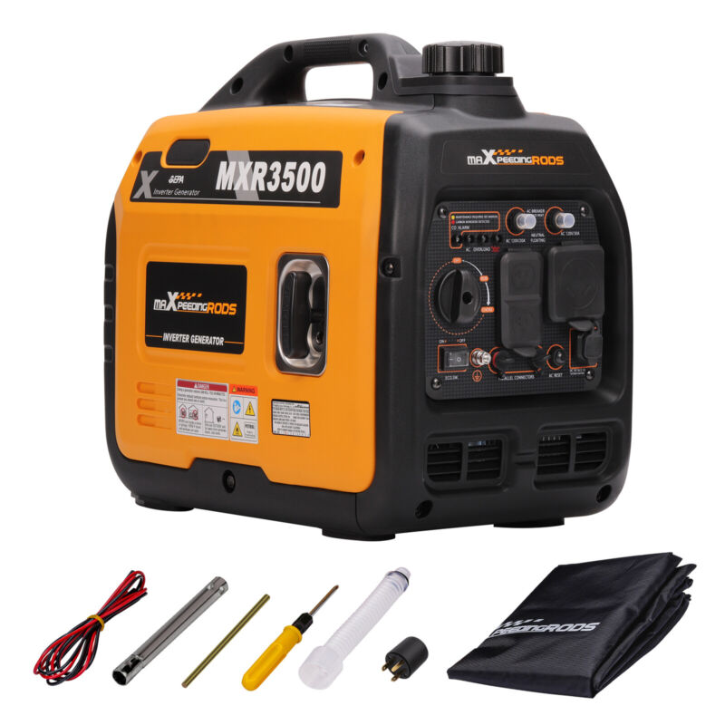 Gas Powered 3500 Watt Portable Inverter Generator Super Quiet 58 dB Home Backup