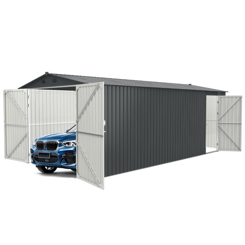 Heavy Duty Car Garage Galvani Steel Storage Outdoor Prefab Shed 20'x10'ft Metal
